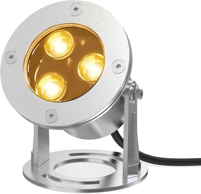 ES8LED LED Pond Lights Submersible, 9W 3000K Warm White 12V AC/DC, Stainless Steel Light Fixture IP68 Waterproof Rating, Suitable for Pond and Fountains, Landscape Lighting - Image 1